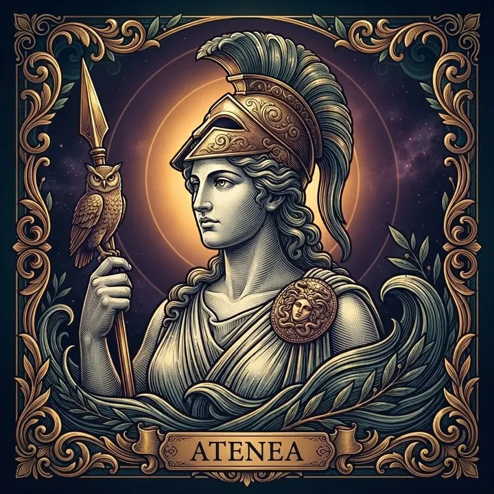 Efigie ilustrada de Atenea, Diosa de la Sabiduría