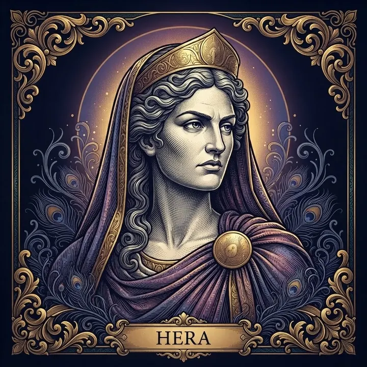 Efigie ilustrada de Hera, Reina del Olimpo