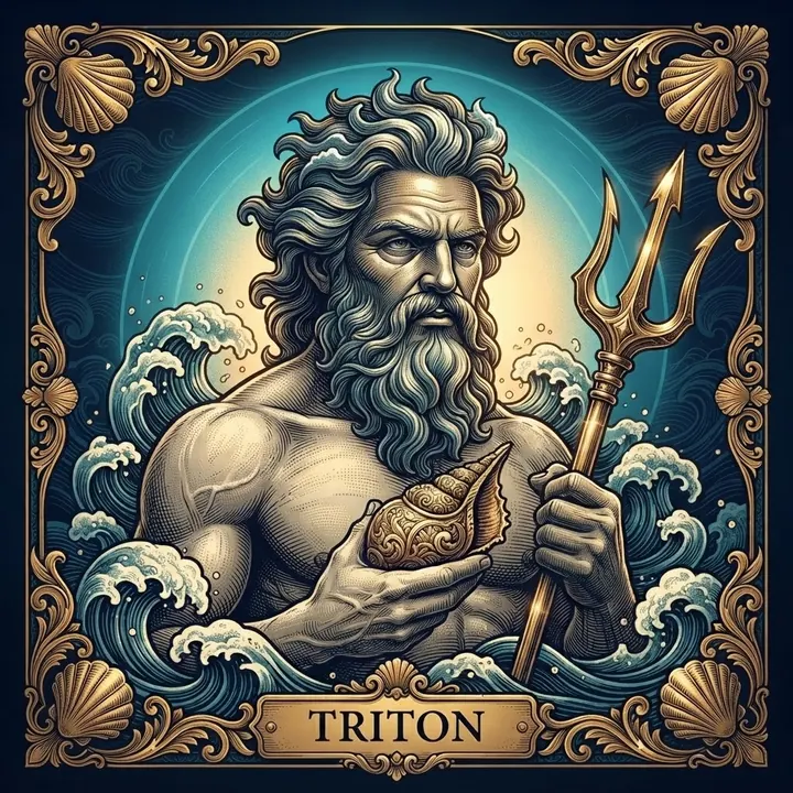 Efigie ilustrada de Tritón, Heraldo de las Profundidades