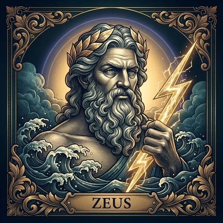 Efigie ilustrada de Zeus, Soberano del Olimpo
